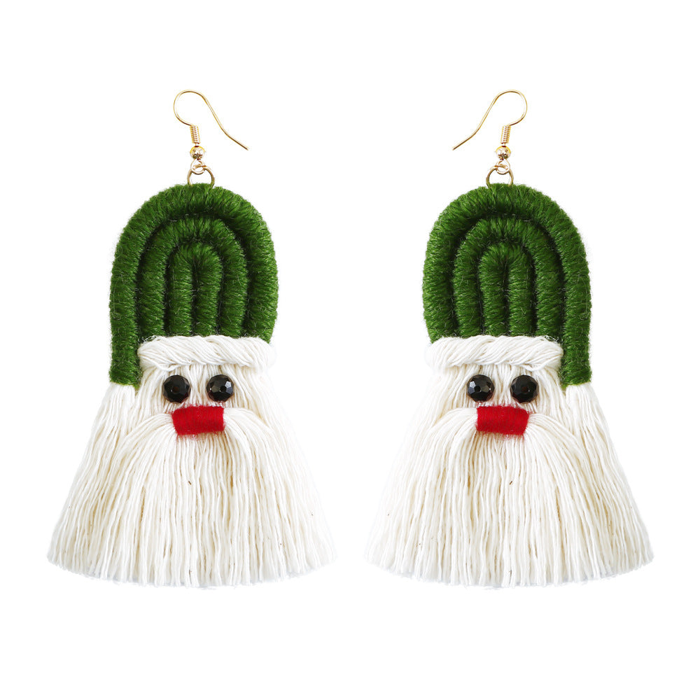 Wholesale Christmas Cartoon Bohemian Tassel Braided Handmade Earrings